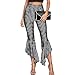 Produktbild Yazidan Damen Urlaub Mode gestreift Beiläufig Beschnitten Hose Loose Fit Schlaghosen Hose Capris Sweatpants Breites Bein Übergröße Unterhose Overall kurze Leggings Spielanzüge(Schwarz,XL)