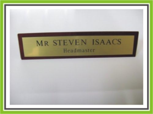 EXECUTIVE GOLD/BLACK ENGRAVED DARK MAHOGANY WOODEN DESK NAME PLAQUE STANDARD BY ENGRAVING WORLD