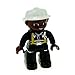 Produktbild 1 x Lego Duplo Figur Feuerwehrmann schwarz gelbe Hosenträger weißem Helm F18