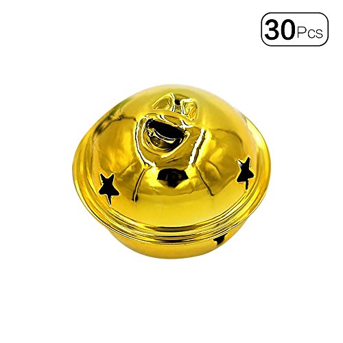 30pcs/Pack 4cm Smooth Surface Jingle Bells DIY Craft Pendant for Christams Decoration Key Accessories-Gold