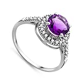 Miore Damen-Ring 375 Weißgold runde Amethyst Brillanten Gr. 56 (17.8) JM021R5WP