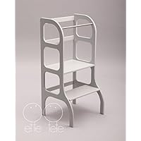 LernTurm, Hocker / Montessori Learning tower, kitchen helper step stool - light GRAY