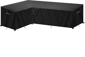 SanGlory Funda Sofa Exterior Impermeable Forma L, Funda Protectoras Muebles Jardin, Funda para Muebles de Jardín, Fundas para Sofa de Esquina, Anti-UV, 210x270x85x65/90cm