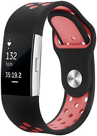 JUNYI Fitbit Charge 2 Strap Bands ,Soft Silicone Adjustable Sport Watch Strap Accessory Band for Fitbit Charge 2 Replacement Fitness Smart Wristbands