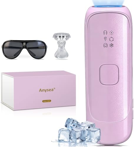 Anysea Epilatore Luce Pulsata con Funzione di Raffreddamento:Luce Pulsata Epilatore con 3 Modalità, Scorrimento Continuo Automatico, Luce Pulsata Per Donne e Uomini, Ascelle, Tutto il Corpo, Viola