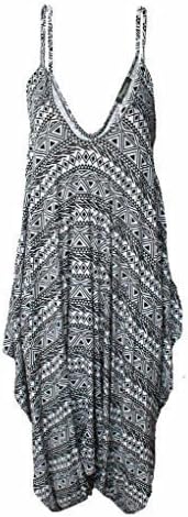 NEW GIRL Women Ladies Plain Sleeveless Cami Baggy Jumpsuit Strapy Deep V Neck Romper Asymmetric Harem Lagenlook Polka Dot Aztec Top Dress Plus Size XL XXL XXXL 8 10 12 14 16 18 20 22 24 26 28 30