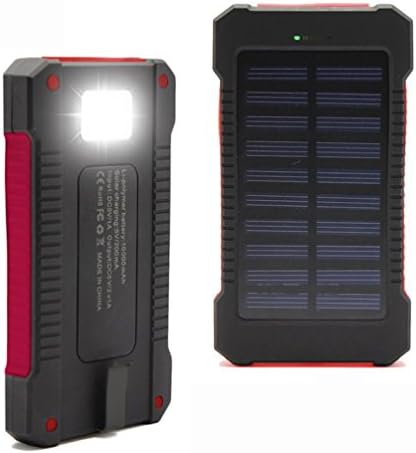 Solar Charger, DINTO Dual USB Solar Panel Portable Battery Charger, Waterproof &amp; Dust-proof &amp; Shock-resistant Solar Power Bank with LED Flashlight for iPhone, Android Smart Phone and Tablets 10000mAh