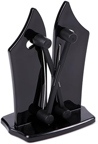 Kitchen Knife Sharpener, Triple-Action Austrian Tungsten Carbide Sharpens, Hones, &amp; Polishes Serrated, Beveled, Standard Blades, Specialty Kitchen Tool, As Seen on TV (Black)