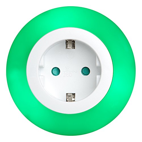 i-SOTA LED Nachtlicht | Steckdosenlicht als Zwischenstecker inkl. Sicherung für Kinder | Farbwechsel – Weiß, Blau, Grün – über Touch-Schalter | Orientierungslicht | Nachtlampe | mit Helligkeits- / Dämmerungs-Sensor | stromsparend - 3