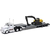 New-Ray 1:43 &ouml;l&ccedil;ekli Kenworth W900 Lowboy R&ouml;mork İnşaat Ekskavat&ouml;rl&uuml;
