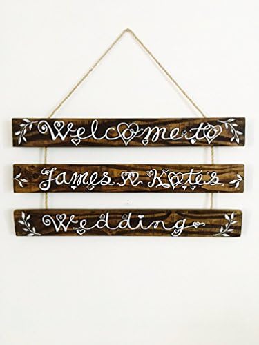 Wooden wedding rustic personalised hand-painted welcome sign