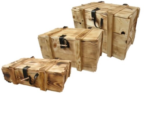 12er Holzkiste / Weinkiste / Kiste / Box / Weinverpackung aus Holz geflammt mit Klappdeckel, Kunstlederscharnier, Hanfseilgriff inklusive Holzwolle - 2