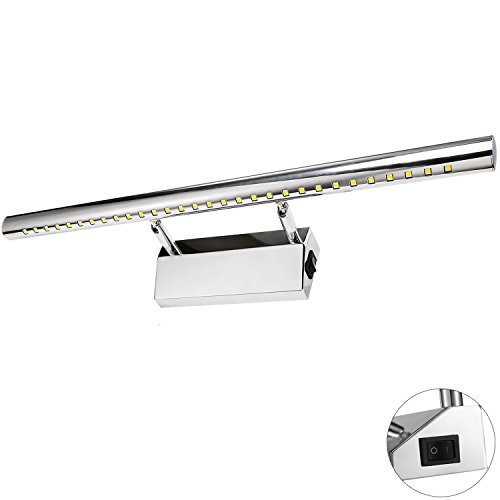 Preisvergleich Produktbild Liqoo® Mit Schalter 7W LED Spiegelleuchte Spiegellampe 180°einstellbar Badlampe Badleuchte Bildleuchte Schrankleuchte Wandlampe Wandleuchte aus Edelstahl Kaltweiß 6000K 510Lumen 30 x 5050SMDs