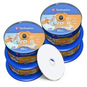 Verbatim DVD-R 4.7 GB / 120 min, 16x, fullprintable, No ID, 200 Stück in Cakebox