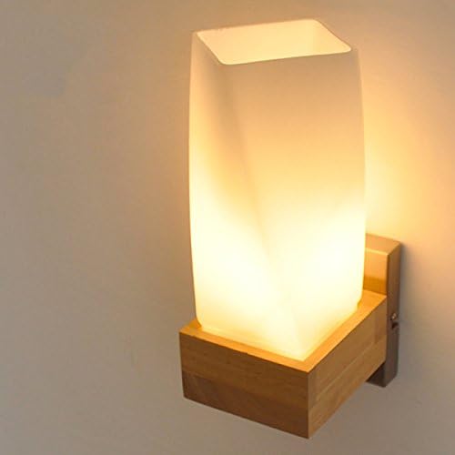 Simple Wooden Living Room Bedroom Glass Solid Wood Wall Lamp Bedside Reading Light Warm Light Sconce