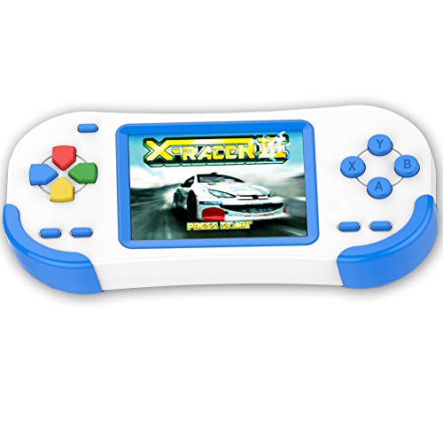 Bornkid 16 bits Consola de Juegos de Mano para Niños y Adultos con 220 Clásico Interesante Videojuegos 3.0 '' Pantalla Grande USB Recargable Seniors Electrónicos Juego (Azul)