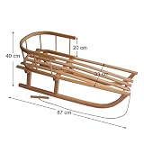 Winterexpress Holzschlitten mit Rückenlehne & Zugleine – Lehne -Kinderschlitten – Schlitten aus Holz Kinderschlitten NEU - 7