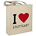 Produktbild Stofftasche mit Stadt/Ort "Stuttgart " - Motiv I Love - Farbe beige - Stoffbeutel, Jutebeutel, Einkaufstasche, Beutel