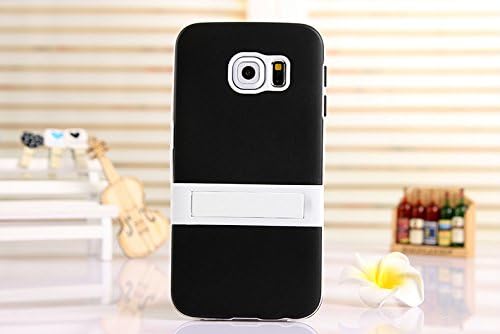 Samsung Galaxy S6 edge Case, [Korean Style] [Clear Solid] [TV Holder Design] [Attractive Exterior] [TPU Gel] Soft Stand Back Case--Black