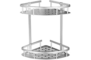 GERUIKE Mensola Doccia Angolare Senza Foratura Mensole Bagno Adesive Parete Organizer Bagno Portaoggetti Doccia Accessori Bagno Senza Forare Argento Alluminio 2 Livelli Porta Bagnoschiuma da Doccia