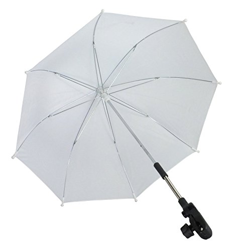 Baby Infants Pram Brolly In Assorted Colour - Pushchair Buggy Sunshade Parasol Umbrella (White, PACK OF 1)