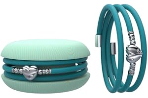 TOO LATE Macaron TOOLATE Bracciale Charm Macaron Donna in Caucciù con Simbolo, Charm Cuore Stella Quadrifoglio, Confezione Pasticcino - Made in Italy