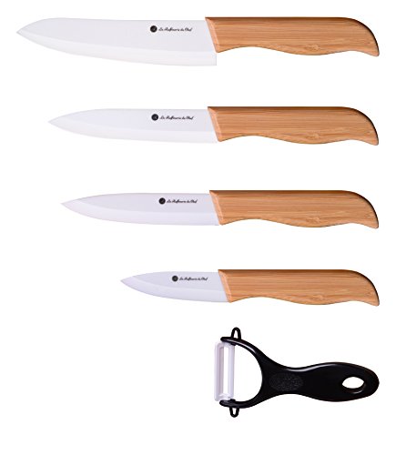 La Raffinerie Du Chef★★★ – Set aus 4 Küchenmesser Keramik Top-Bereich [Ökologischer Bereich] – mit Bambus verstärkt Befestigungsgriff Keramikmesser – Ergonomischer Griff - 8