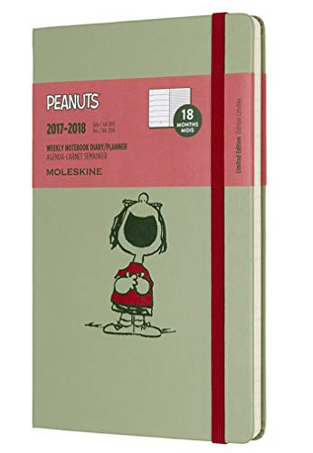 Moleskine Peanuts Agenda Settimanale 18 Mesi, 2018, Copertina Rigida, a Righe, Grande, Verde Moleskine Peanuts Agenda Settimanale 18 Mesi, 2018, Copertina Rigida, a Righe, Grande, Verde