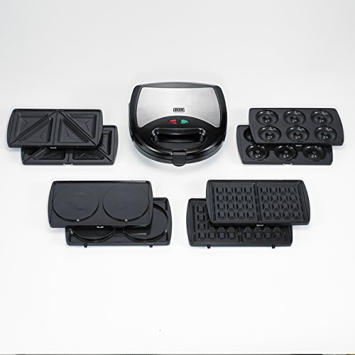 BEEM Multi-Star Superior 5-in-1, für Waffeln, Sandwiches, Hamburger, Donuts, Rösti oder Kartoffelpuffer, gebürstetem Edelstahl/schwarz - 3