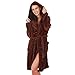 Produktbild DecoKing 23044 Bademantel XL braun kurz Damen Herren Unisex mit Kapuze Morgenmantel Mikrofaser weich leicht kuschelig Microfaser Fleece Schoko Brown Chocolate Robby