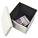 Beyondfashion 37cm x 37cm x 36cm Large Single Faux Leather Ottoman Folding Storage Pouffe Toy Box Foot Stool Seat (Beige)