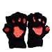 Produktbild AOHANG Womens Mdchen Winter Handschuhe Fustlinge Cute Cartoon Tier Br Katze Klaue Half Finger Thick & Warm Weiche Pl¨¹sch Coral Fleece String Handschuhe Fustlinge-#4