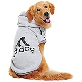 Big Dog Clothes Warm Coat Jacket Hundekleidung Dog Hoodie Pullover Große Hunde Golden Retriever Labrador Shirts T-Shirts Größe 3XL-9XL Schwarz Grau Rot Gelb Für Frühling Herbst Klimaanlage Zimmer (4XL, Grau)