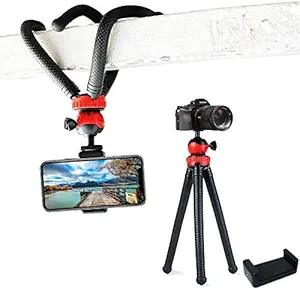 JUTEK Camera Flexible Tripod, Cell Phone Tripod 12 with 360 Inch Gorilla Tripod Lightweight Bendable Tripod with Heavy Duty Smartphone Stand, Compatible for Action Camera, DSLR