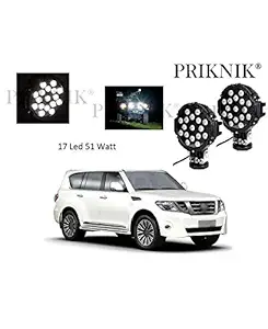 PRIKNIK Led Bar/Fog Light/Work Light Bar 17 LED 51 Watt 7 Inch Super White Spot Beam Off Road Lamp 2 Pc with Bracket Compatible with Nissan Patrol