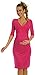 Happy Mama. Women's Maternity Jersey Baby Shower Dress. V-Neck 3/4 Sleeves. 001p (Fuchsia, 10)