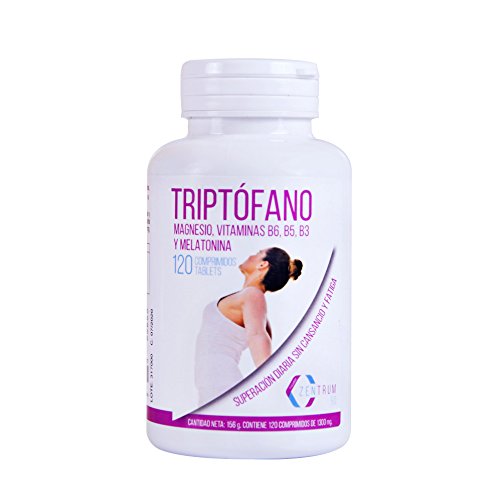 Triptófano y magnesio para mejorar el estado de ánimo y combatir el estrés - Triptófano con melatonina para ayudar a regular los ciclos de sueño - Con vitaminas B6, B5 y B3 - 120 comprimidos