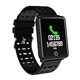 Fuibo Smartwatch Fitness Tracker, Wasserdichtes IP67 Smart Armband Pulsmesser Blutdruck Fitness Tracker (Schwarz)