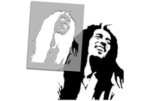 IDEAL STENCILS Bob Marley Façade Pochoir | Iconic Portrait Mural de Maison Décor & Art Pochoir | Peinture sur Mesure Produits et Ajouter Peint Finition à Murs, Fabrics, Meuble et Plus