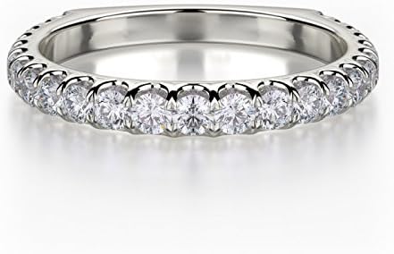 RRP 1110 GBP 1.00 Carat Prong Set Round Diamond Half Eternity Wedding Ring in 18k White Gold , 18k White Gold Size N