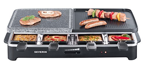Severin RG 2341 Raclette-Partygrill mit Naturgrillstein (1500 Watt, 8 Pfännchen), schwarz - 4