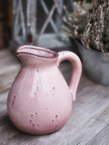 CHICCIE Rosa Vintage Krug – 22cm hoch Kanne Keramik Karaffe Landhausstil Maße: (HxØ) ca. 22cm x 19cm - 2
