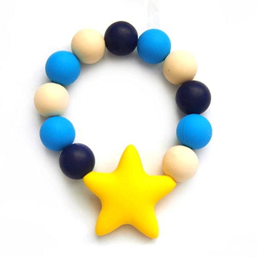 Lily Bear Star Silicone Beaded Teething Bracelet Verious Colours (Yellow)