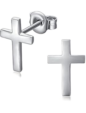 jiamiaoi 925 Sterling Silber Kreuz Ohrstecker, Kreuz Baumeln Ohrringe für Frauen,Mädchen