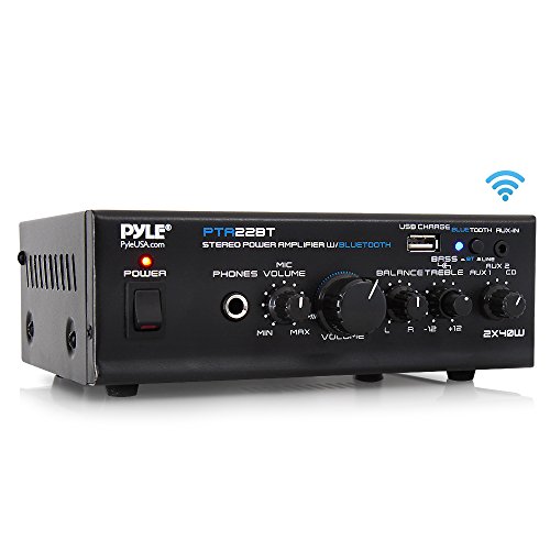 Wireless Bluetooth Power Amplifier System - 2X40W Mini Dual Channel Mixer Sound Audio Stereo Receiver w/USB, AUX, MIC IN - For Speaker, PA, Home Theater via RCA, Studio Use - Pyle PTA22BT RS.6437.02 (40.00% Off) - Amazon Wireless Bluetooth Power Amplifier System - 2X40W Mini Dual Channel Mixer Sound Audio Stereo Receiver w/USB, AUX, MIC IN - For Speaker, PA, Home Theater via RCA, Studio Use - Pyle PTA22BT RS.6437.02 (40.00% Off) - Amazon