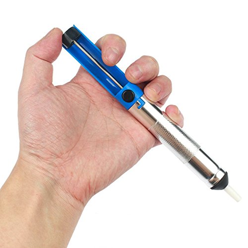 SOAIY® 6-in-1 Lötset 60W Lötkolben Temperatur 200-450°C regelbar inkl. Koffer, 5er-Set Lötspitzen, Entlötpumpe, Lötzinn, Ständer mit Schwamm - 5