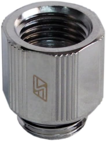Swiftech Lok-Seal 1/4" Thread 15mm Extension Fitting : Chrome chrome