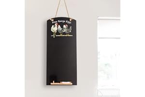 Chalkboards UK CHB125 - Pizarra de cocina con diseño de pollos en blanco y negro, con cuerda, bandeja y tiza, diseño de cabinas, madera, negro, 60 x 26,5 x 1 cm