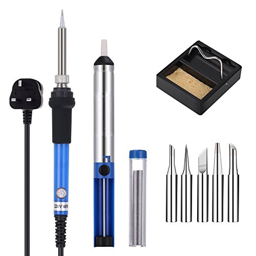 GHB Lötkolben 6 in 1 Lötset 60W 200-450°C Einstellbare Temperatur mit Koffer