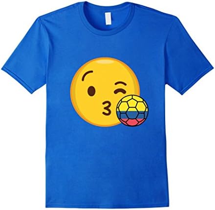 Men's Emoji Loves Colombia Soccer T-Shirt Colombian Futbol Funny XL Royal Blue
